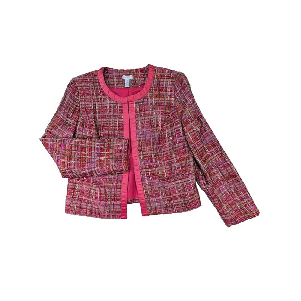 Chico's Jacket Blazer Womens M 8 Pink Cottagecore Quiet Luxury Retro Executive